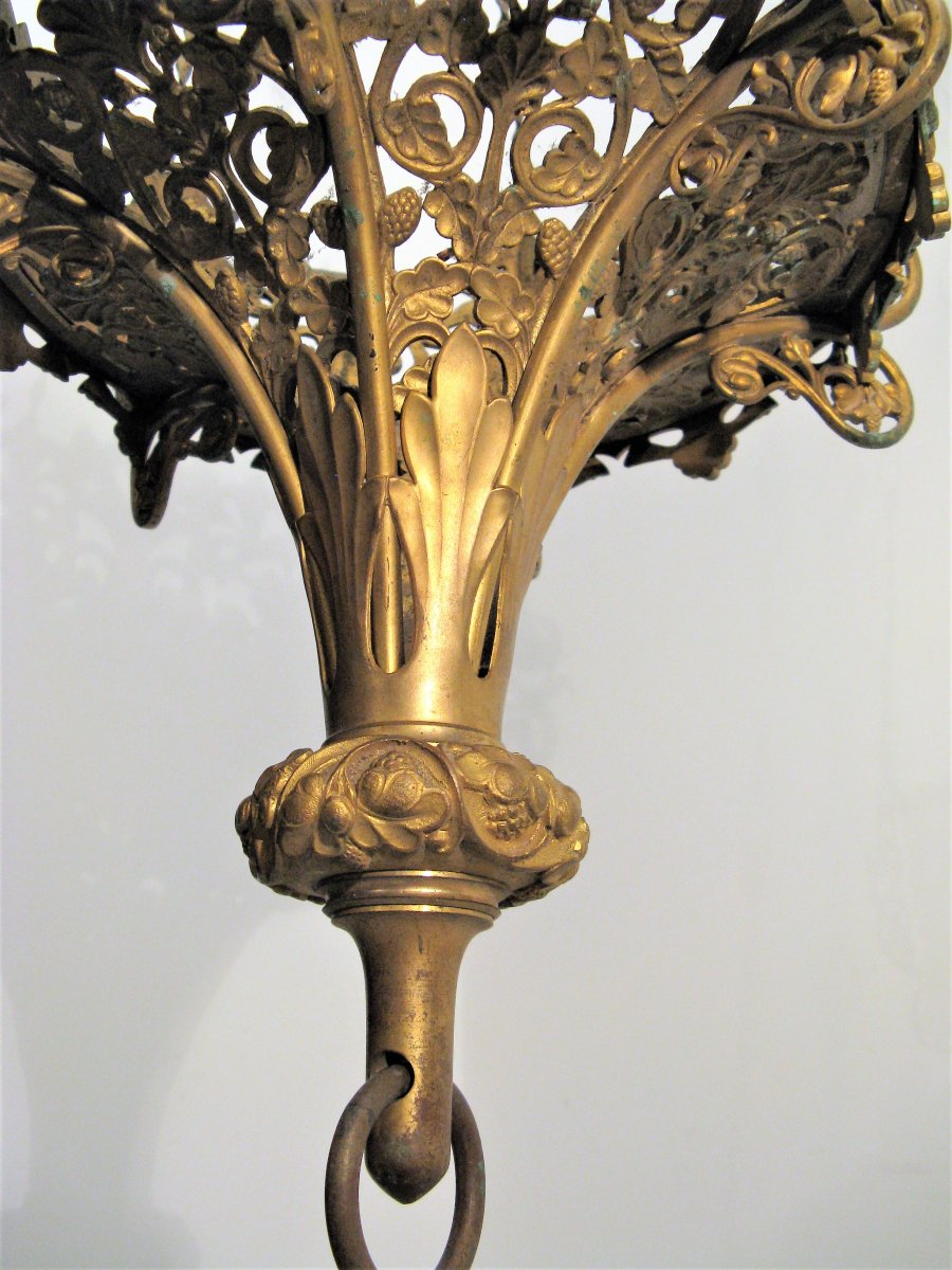 Lustre en bronze néogothique époque XIX ème siècle-photo-1