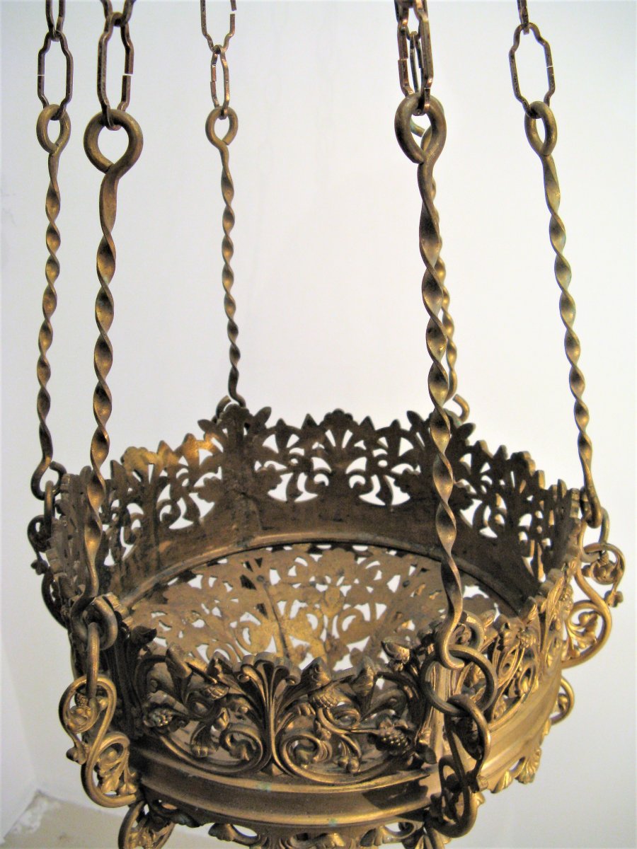 Lustre en bronze néogothique époque XIX ème siècle-photo-4