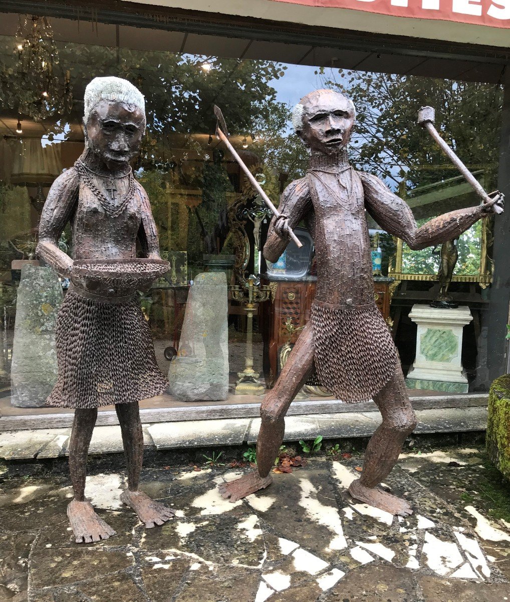 Two Very Large Iron Sculptures: Africans