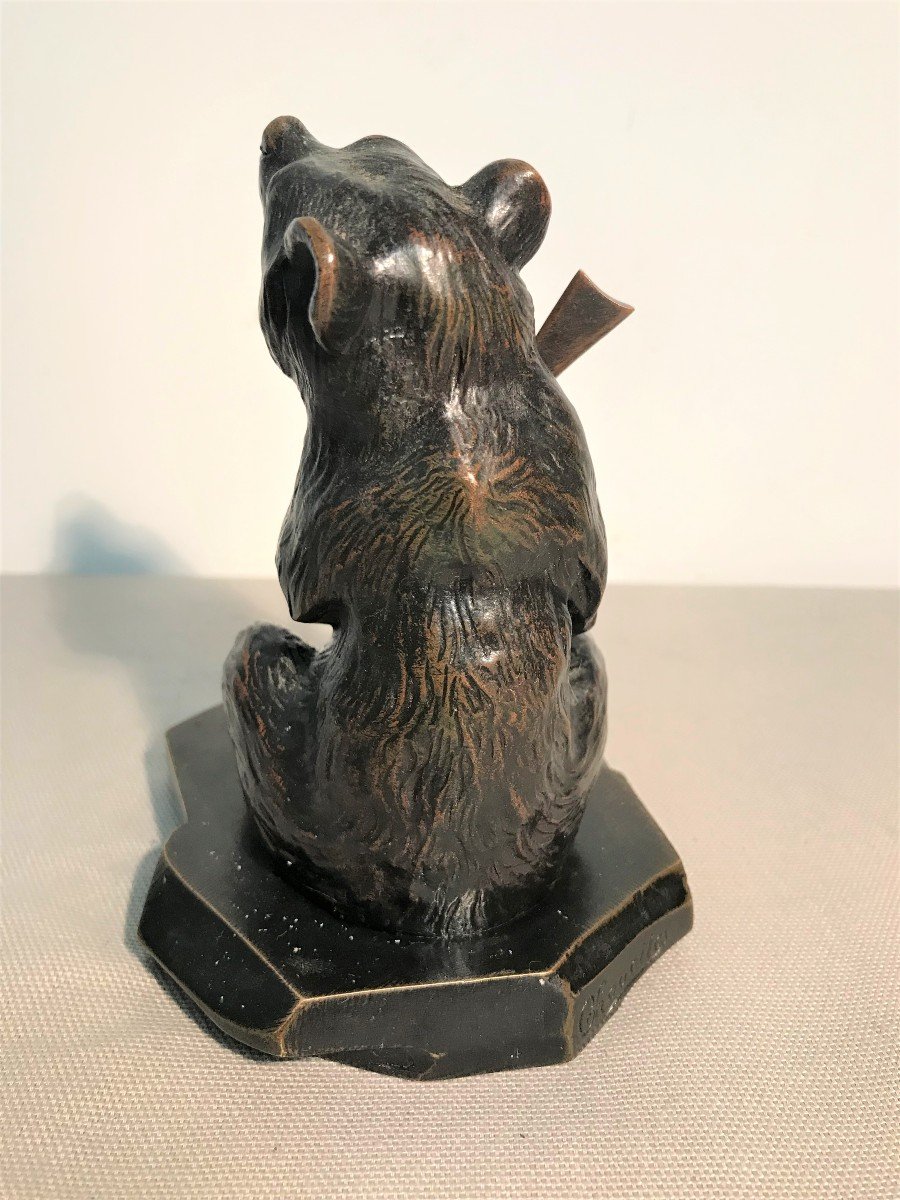 19th Century Bronze Bear With Rifle-photo-4