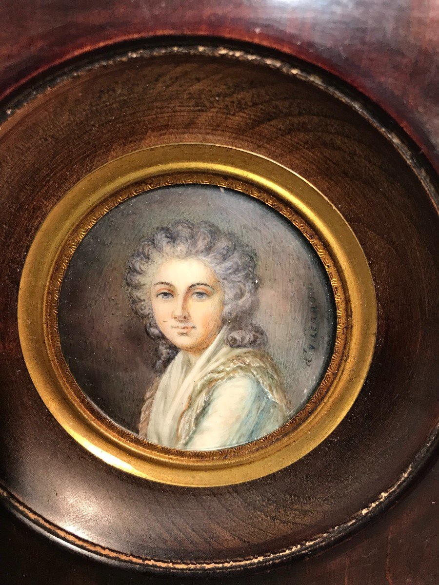 Miniature Painting  Portrait Of A Woman Signed Lebrun-photo-2