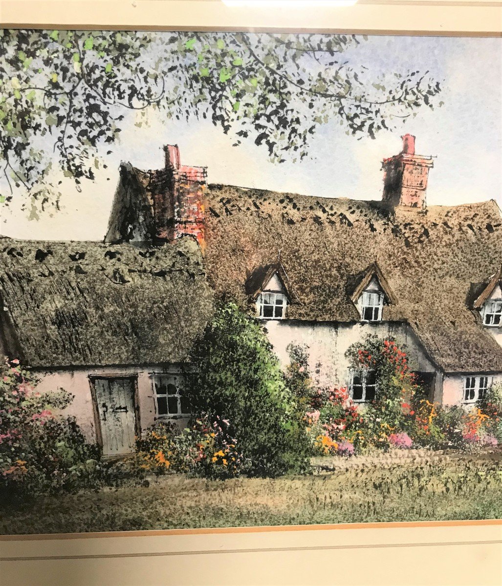 Watercolor Painting Representing A 20th Century Cottage-photo-4