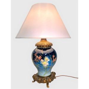 Lampe en faïence Montigny sur Loing époque XIXème siècle