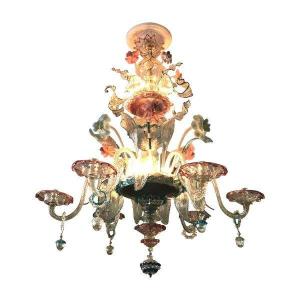 Large Multi-colored Murano Chandelier