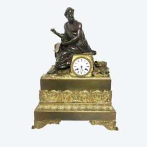 Large Bronze Clock "hippocrates" Restoration Period