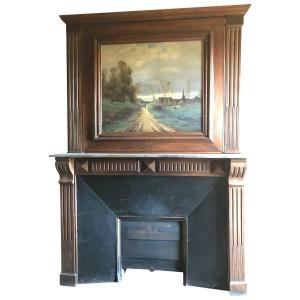 Fireplace Woodwork, Painting Joackim Miret