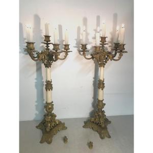 Large Pair Of Bronze Candelabras From The Napoleon III Period