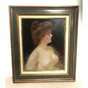 Tableau portrait jeune femme par Henri Rondel