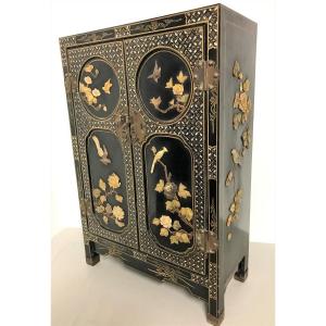 Chinese Furniture In Lacquered Wood And Hard Stones Mid 20th Century