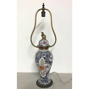 Pied de lampe en faïence Chine époque milieu XXème siècle