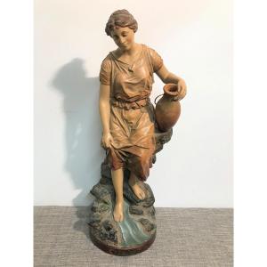 Terracotta Signed J. Le Guluche "la Source" XIXth Century