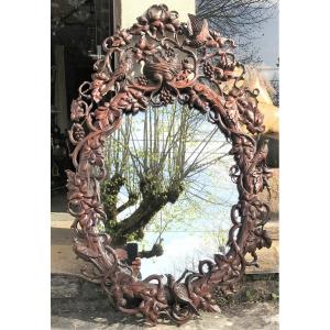 19th Century Carved Wooden Bird Mirror