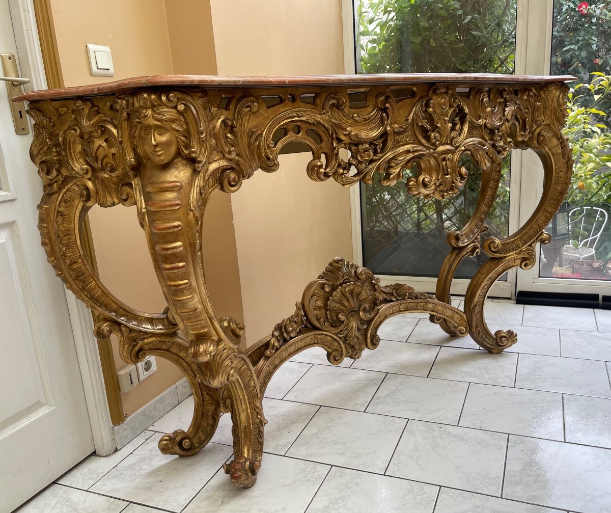 Large Console In Golden Wood 19th