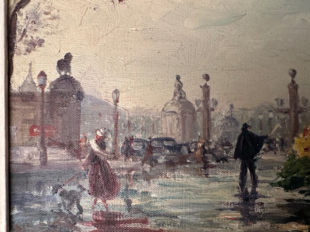 La Place De La Concorde Huile Sur Toile-photo-3