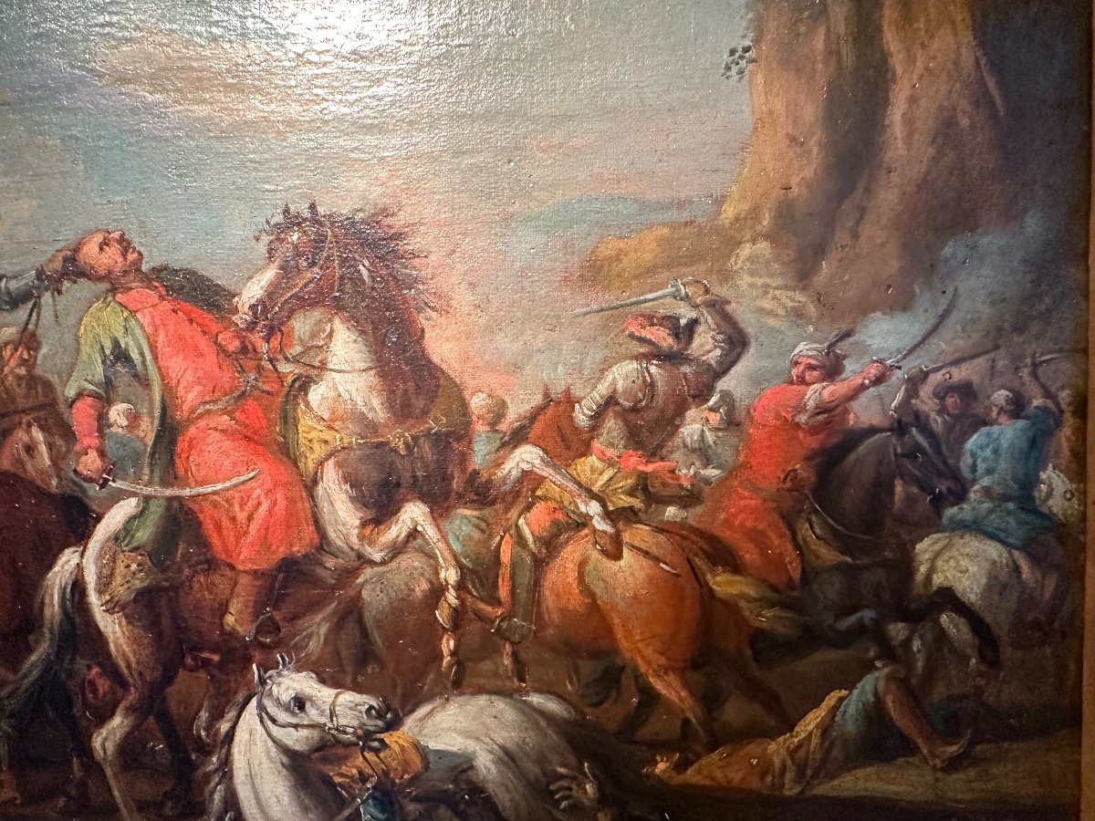 Battle Scene By Jacques Courtois Known As The Burgundian 1621-1676-photo-3