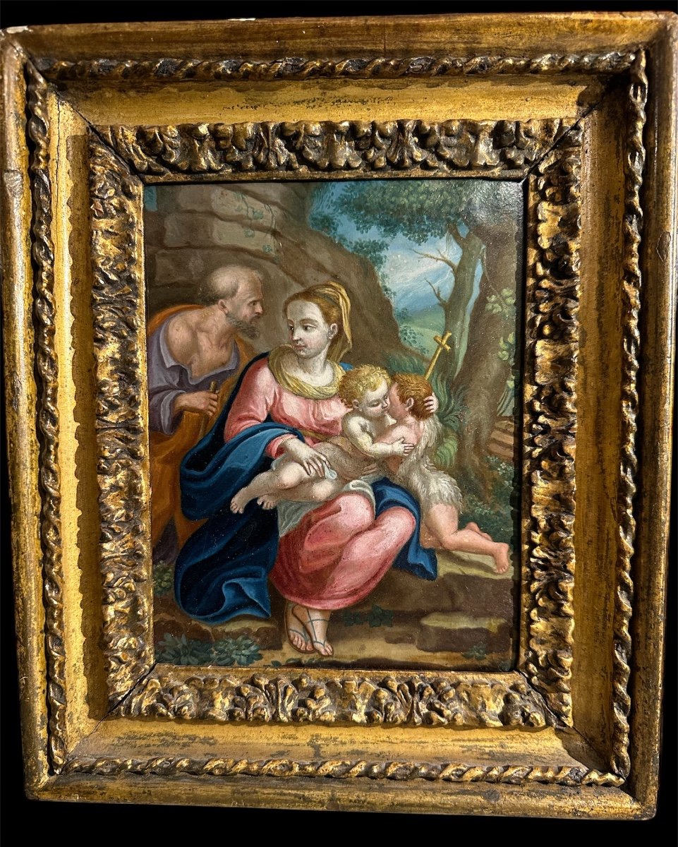 Painting On Copper End Of 17th Century Period Frame 