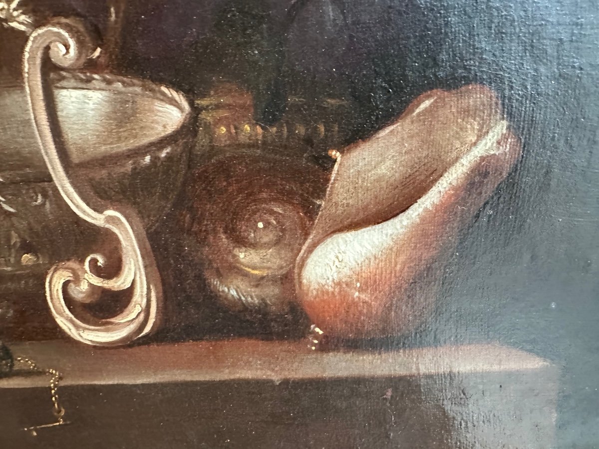 Still Life Shells And Silverware By Meiffren Conte 1630-1705-photo-4