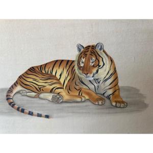 Watercolor The Tiger By La Roche Laffitte  