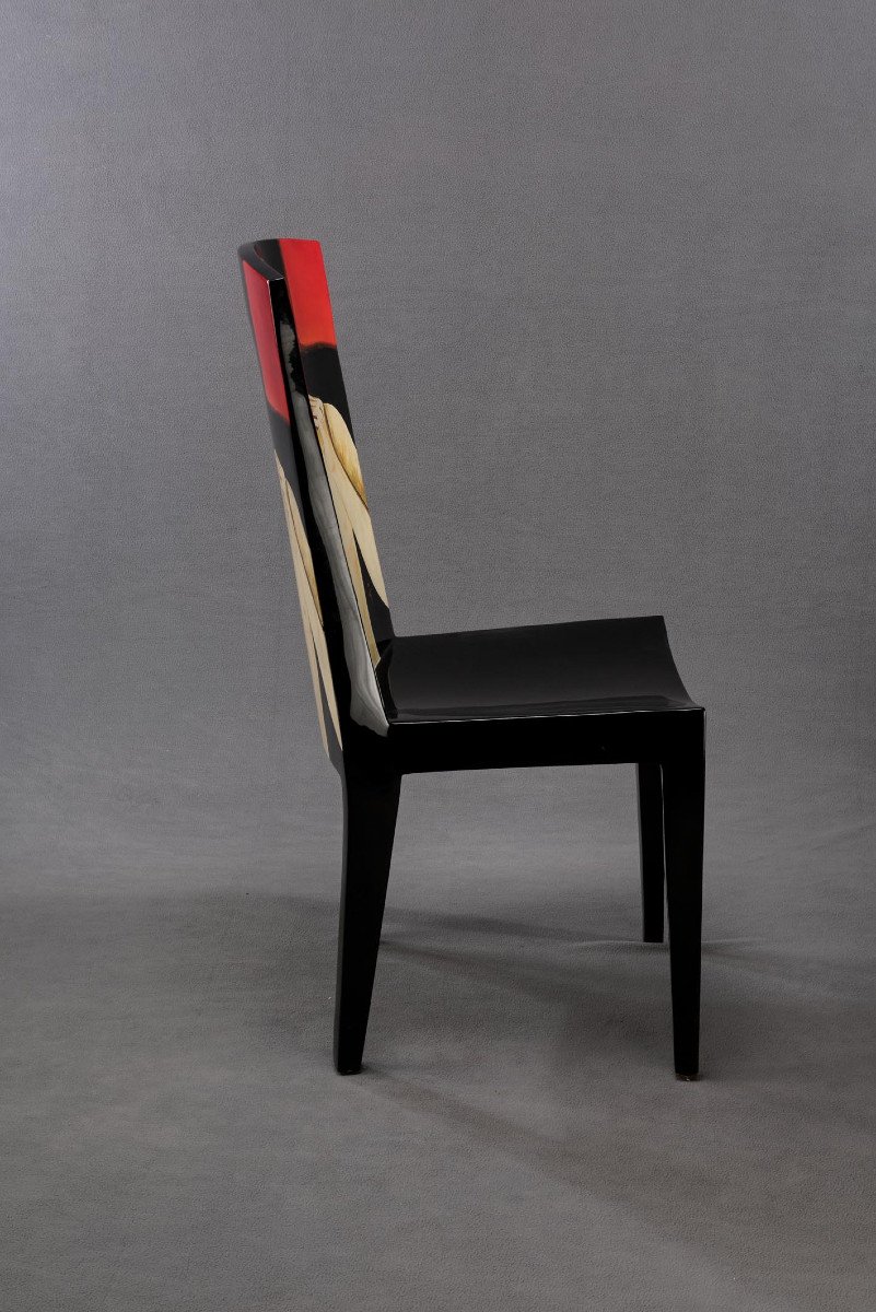 Chair By René Grau Eau Sauvage Lacquered Wood Chair-photo-2