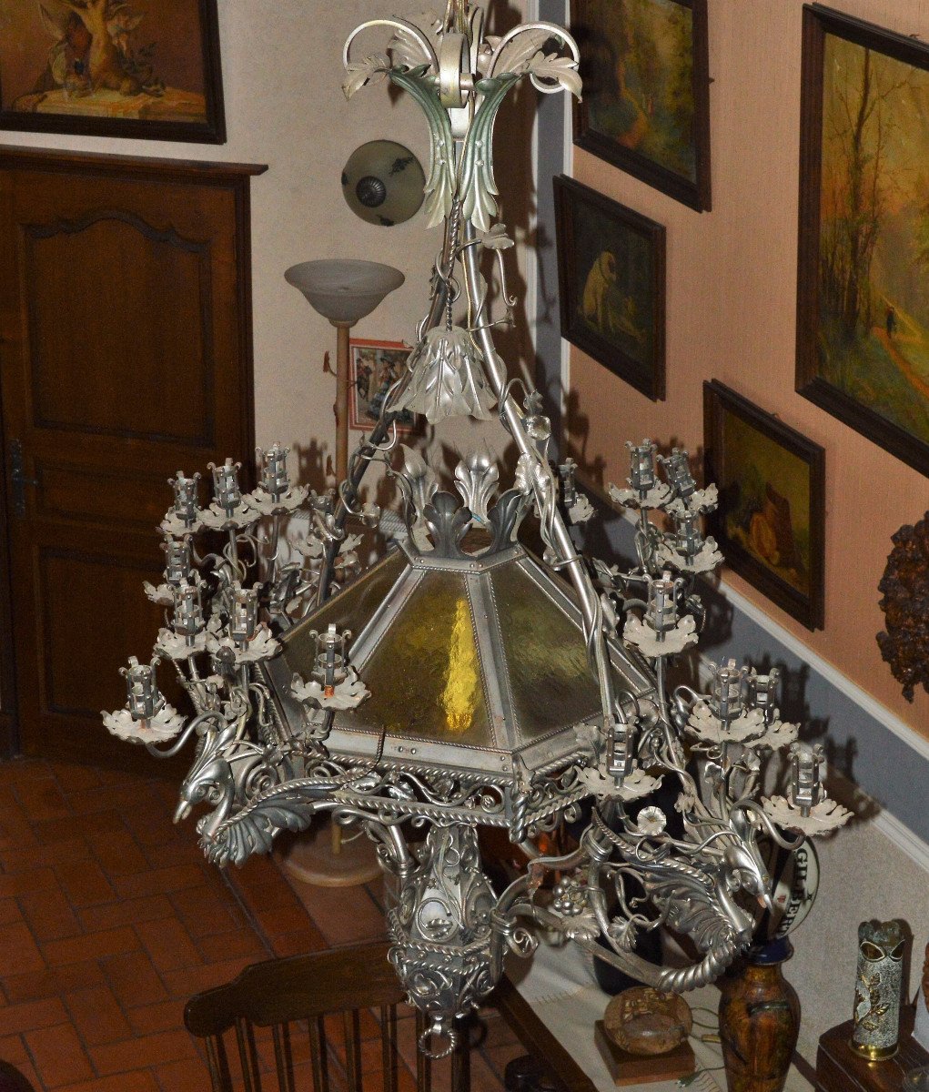 Large Neo-gothic Chandelier.-photo-2