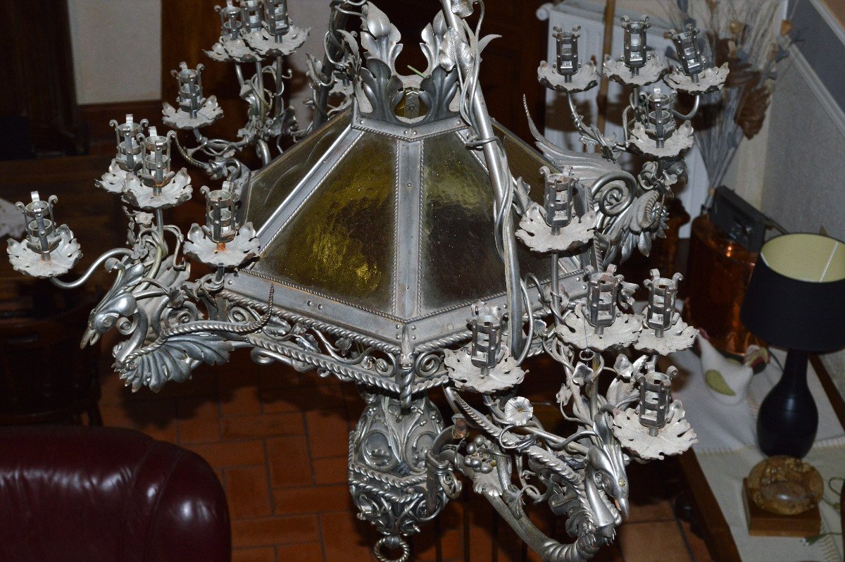 Large Neo-gothic Chandelier.-photo-3