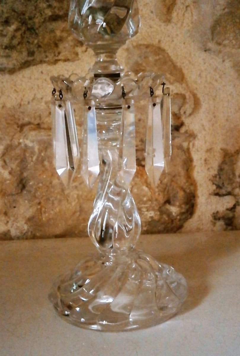 Paire De Bougeoirs Photophores En Cristal.-photo-2