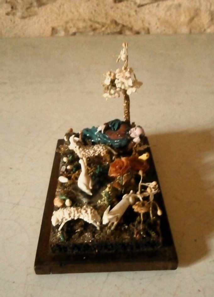 Diorama In Spun Glass From Nevers.-photo-3