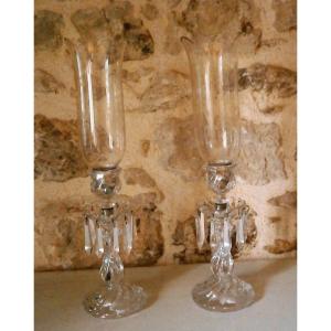 Pair Of Crystal Tealight Candle Holders.