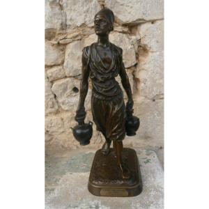 Sculpture orientaliste bronze Le Porteur d'Eau Tunisien.(64 cm)