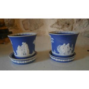 Two Wedgwood Bouquetière Porcelain Vases.