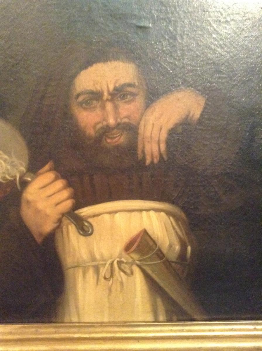Moine tenant une casserole de pâtes, fin XIXème-photo-3