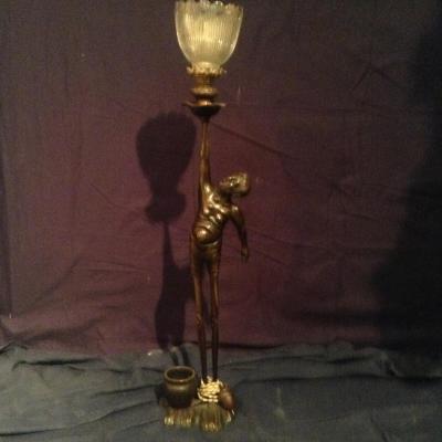 Asian Bronze Mounted Lamp In Early Twentieth