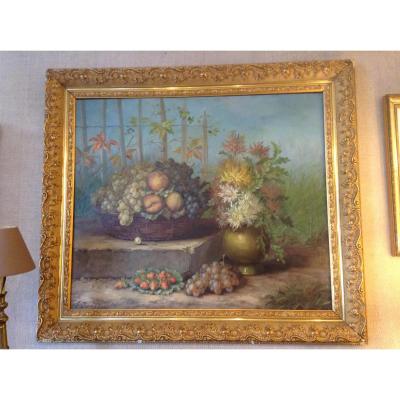 Beautiful Floral Table Signed F. Durand