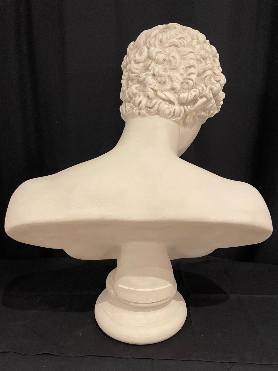 Large Plaster Bust After The Antique Of The God Hermes Called “antinoüs Albani”-photo-2