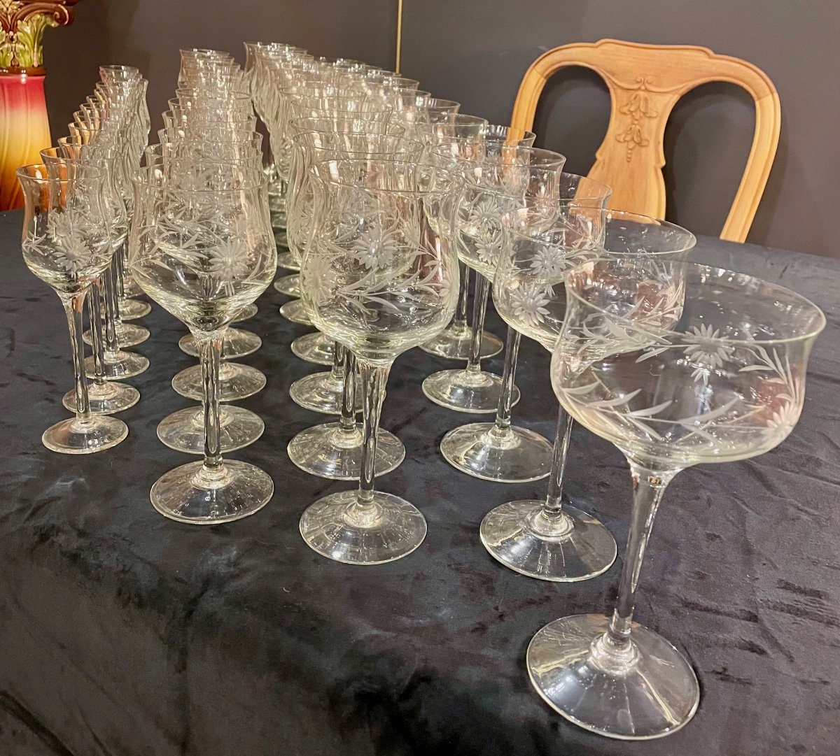 Service 48 Pieces Cut Crystal Glasses 