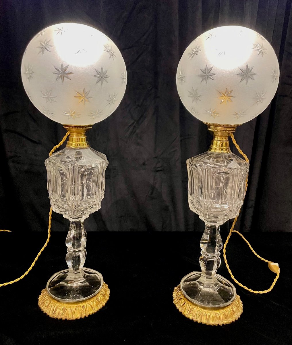 Pair Of Crystal Lamps 