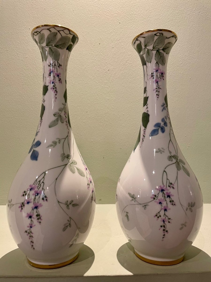 Pair Of Michelaud Limoges Porcelain Vases-photo-2