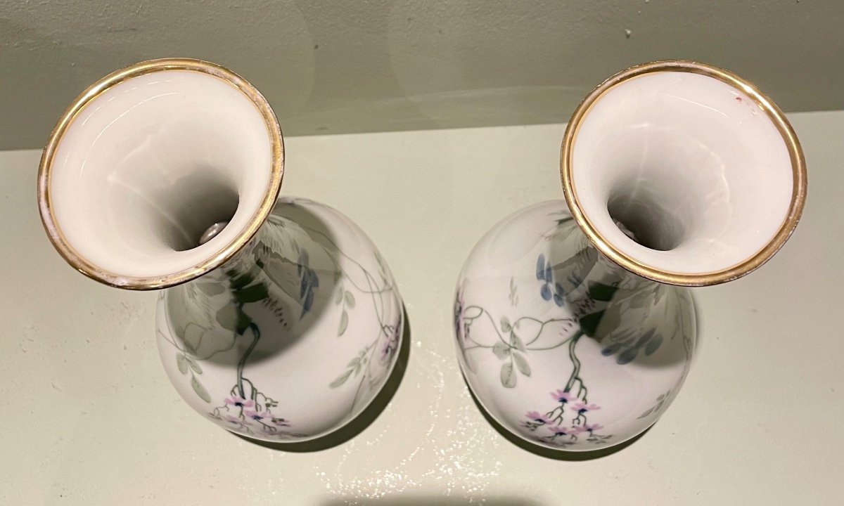 Pair Of Michelaud Limoges Porcelain Vases-photo-1