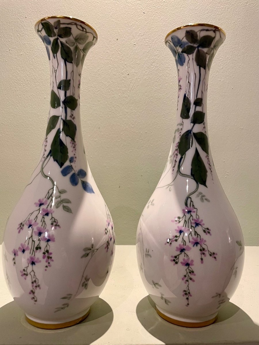 Pair Of Michelaud Limoges Porcelain Vases