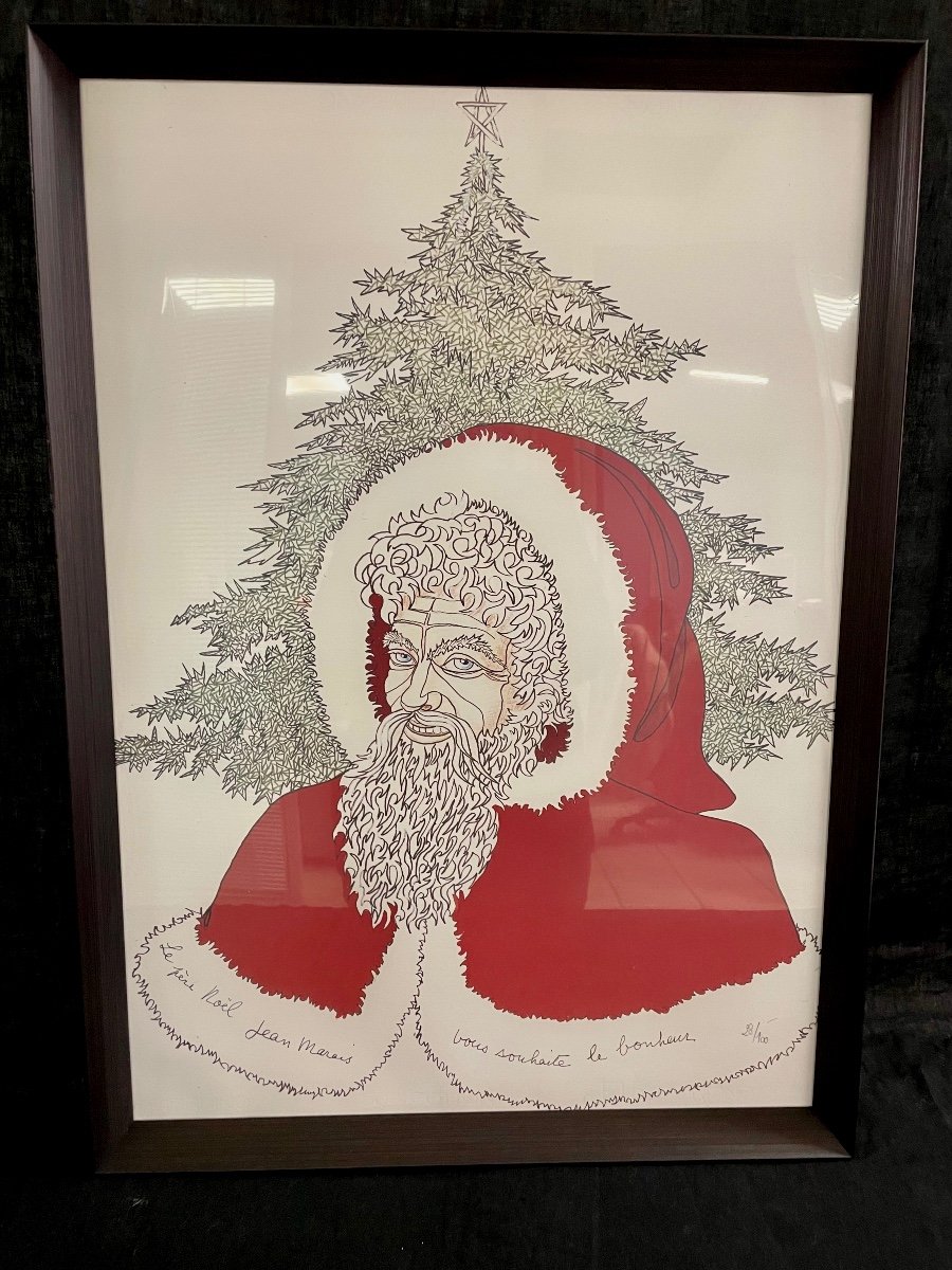 Lithograph Jean Marais “santa Claus”