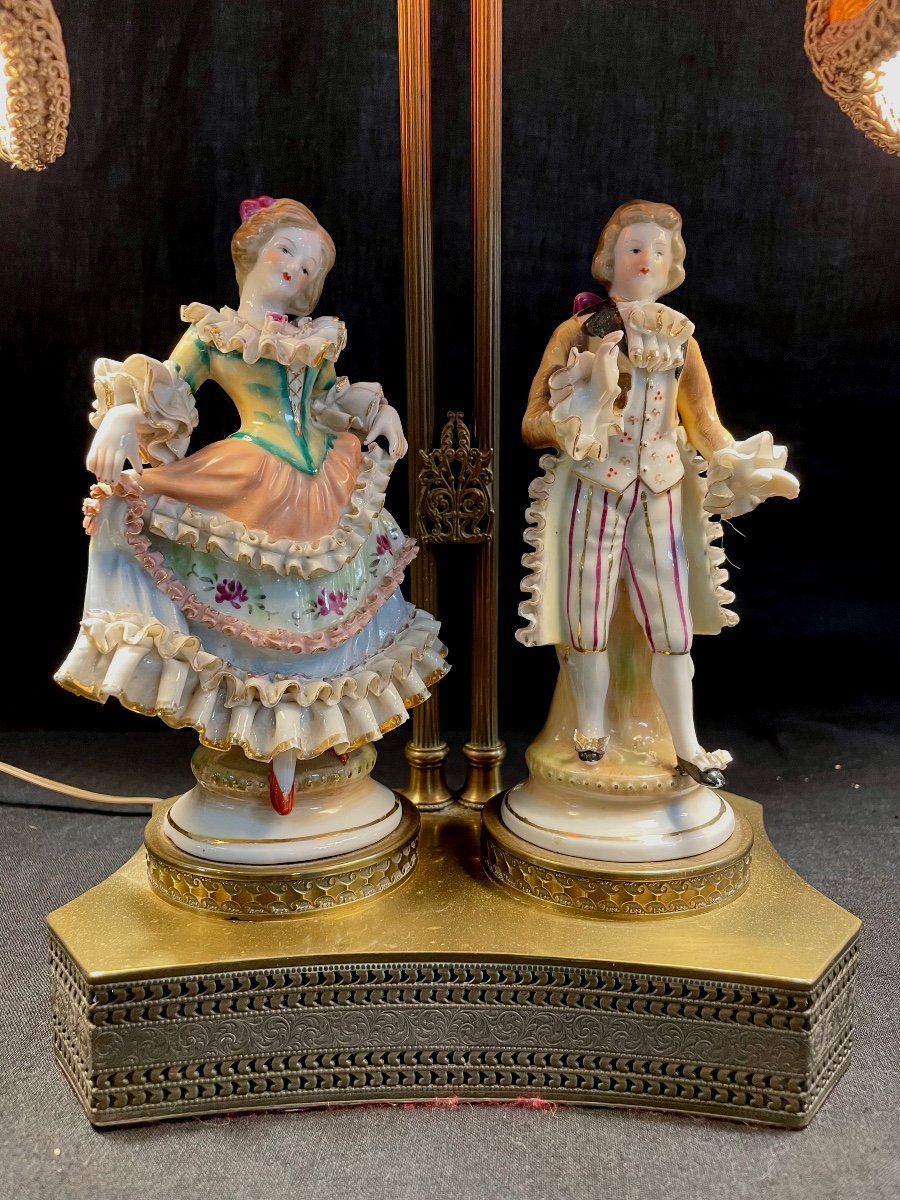 Lampe Romantique 2 Personnages Porcelaine-photo-1