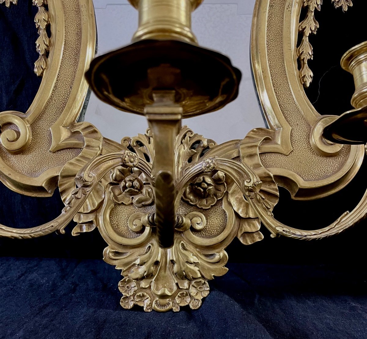 Paire D’appliques Murale Avec Miroirs Bronze-photo-5