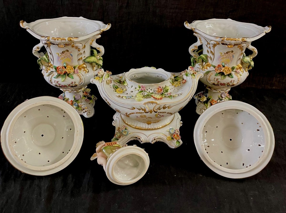 Garniture « pots Pourris » Porcelaine Cappodimonte-photo-1