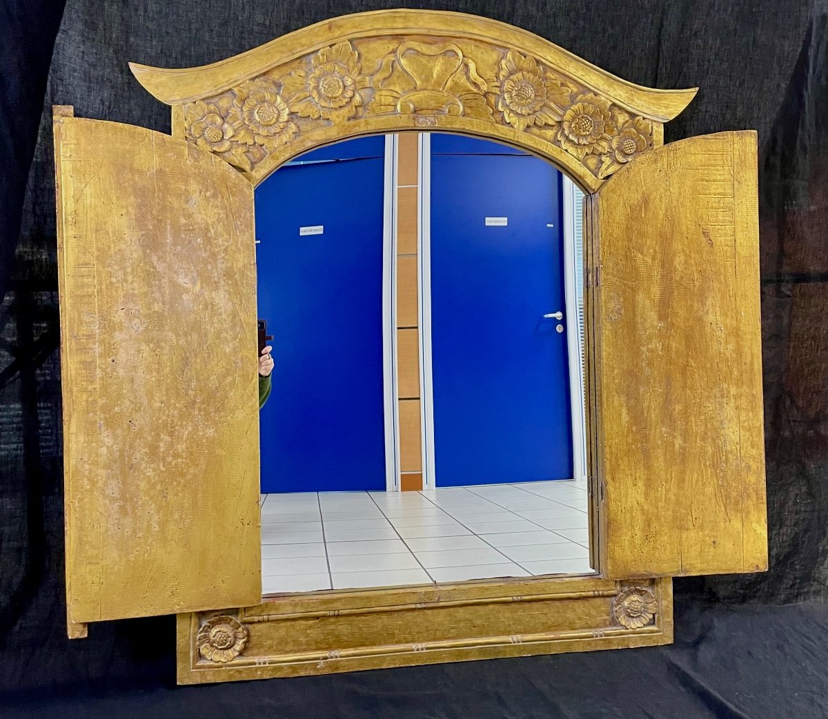 Grand Miroir Pagode Avec Volets-photo-2