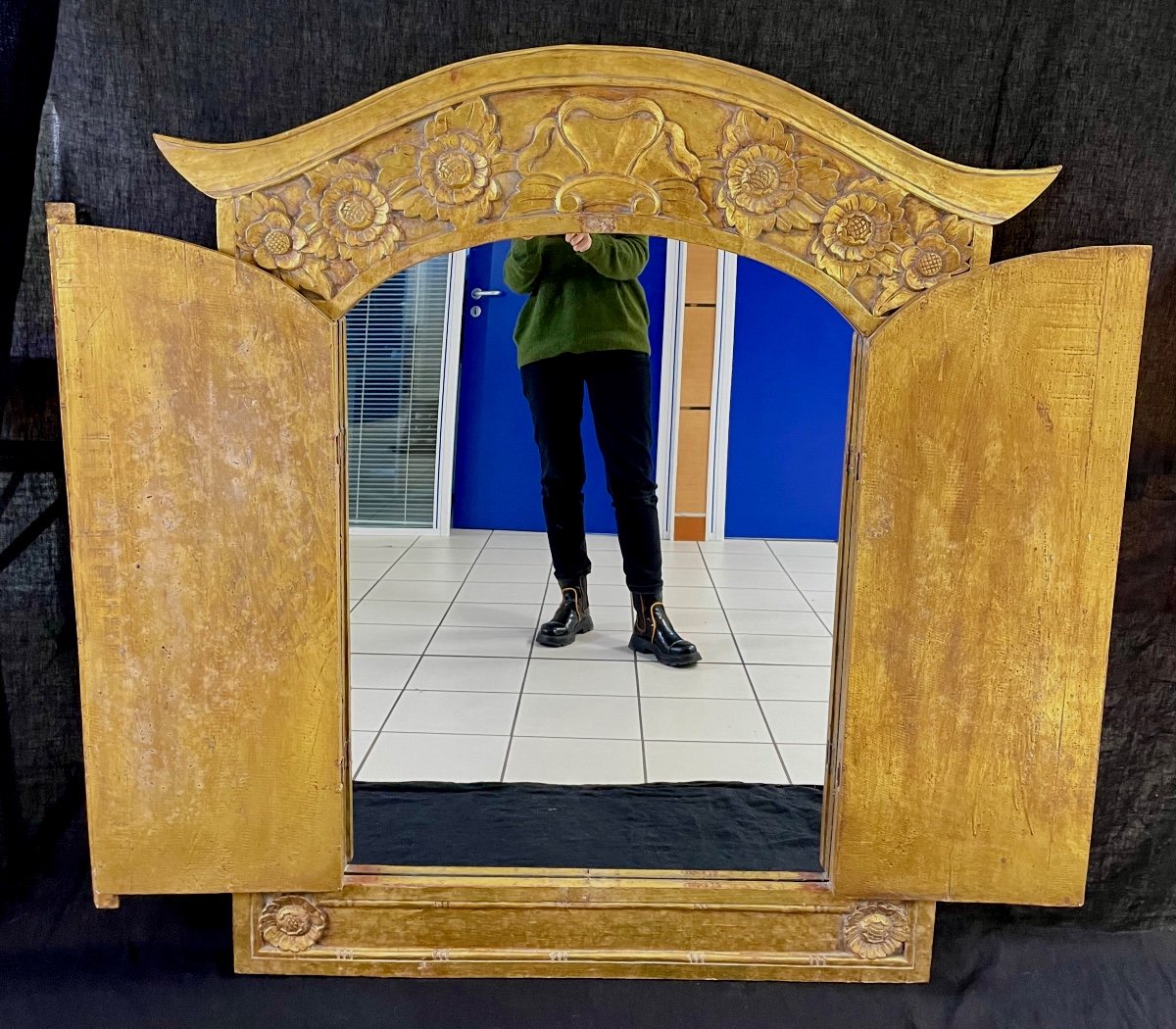 Grand Miroir Pagode Avec Volets-photo-3