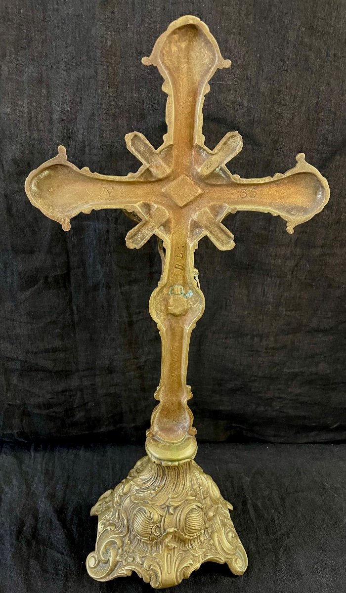 Standing Cross "jesus" Bronze Signed-photo-4