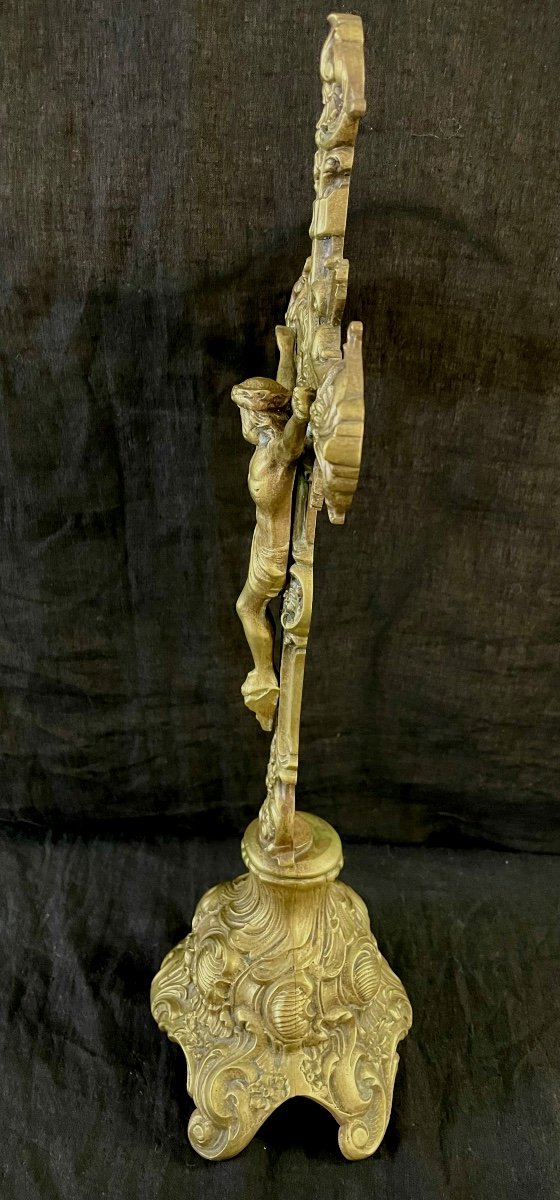 Standing Cross "jesus" Bronze Signed-photo-7