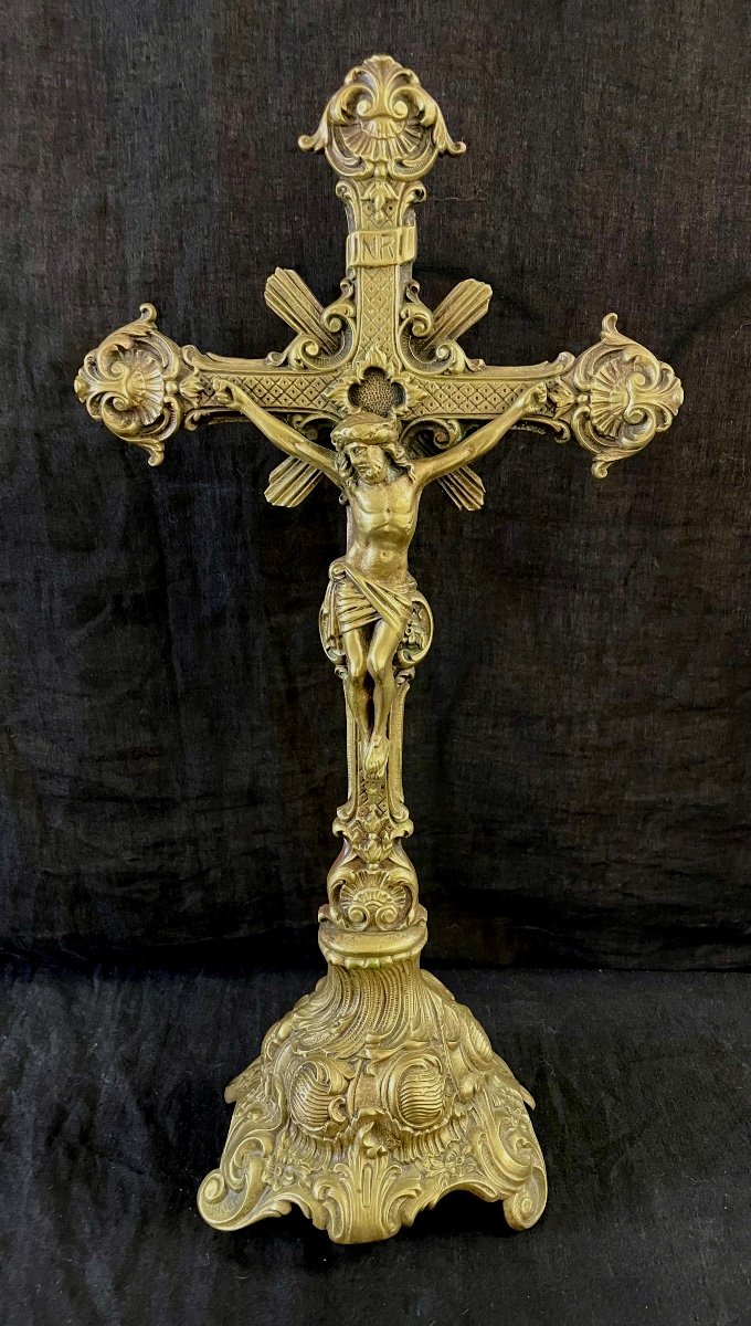 Standing Cross "jesus" Bronze Signed