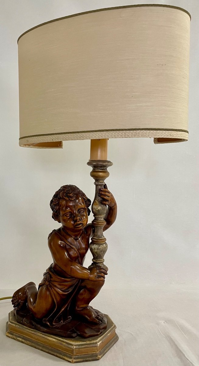 Walnut Cherub Lamp