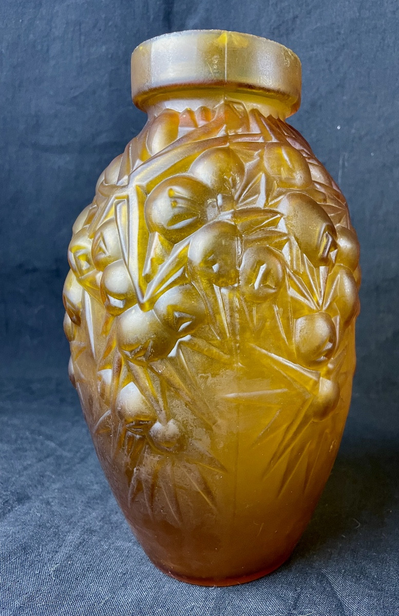 Pair Of “amber Glass Paste” Vases-photo-4